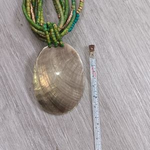 Beautiful seed bead necklace with  Abalone pendant